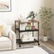 3-Tier Coffee Wooden Rolling Printer Cart with Lockable Wheels and Adjustable Storage Shelves
